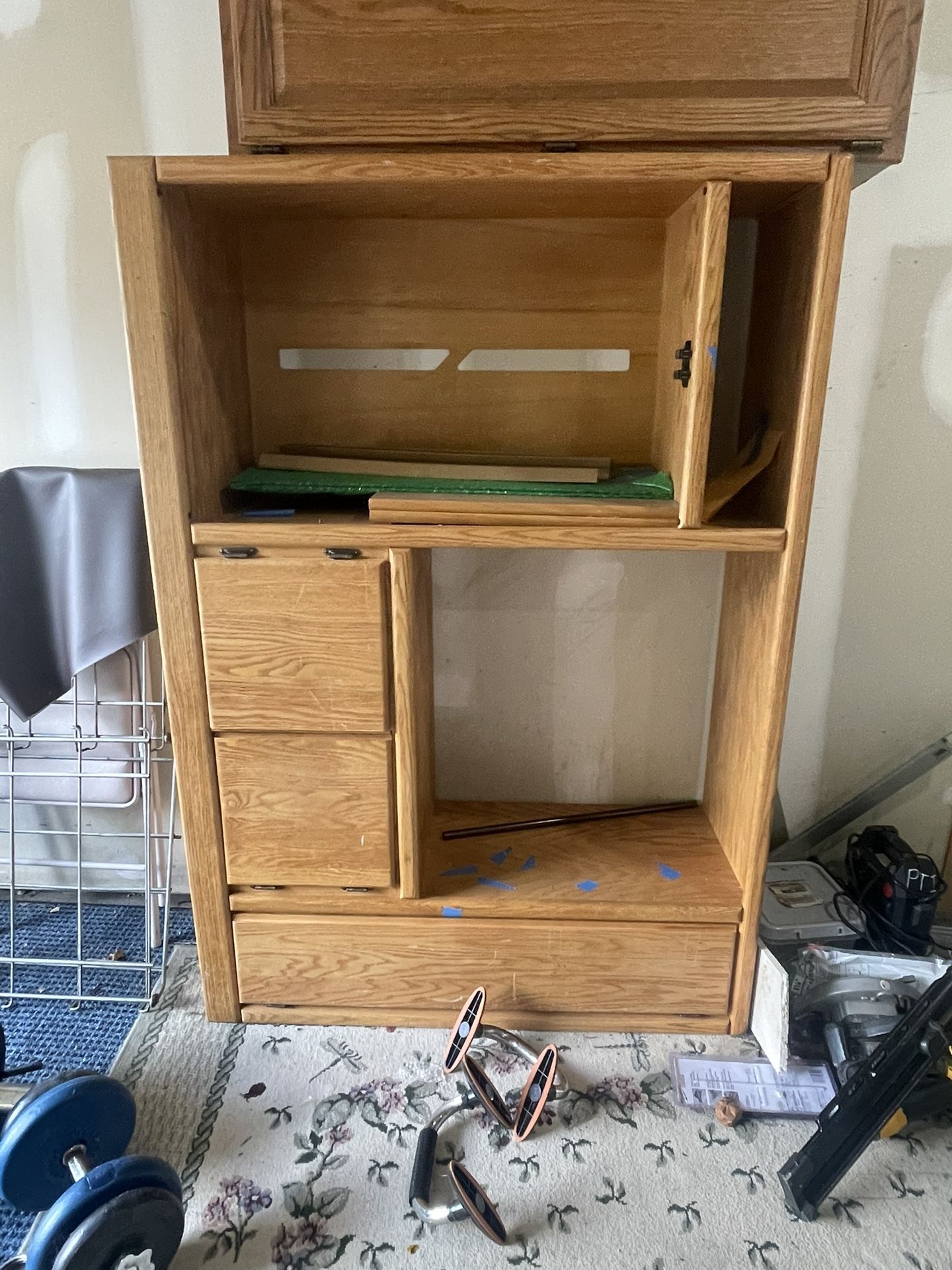 Entertainment Center With Drawers And Glass Doors