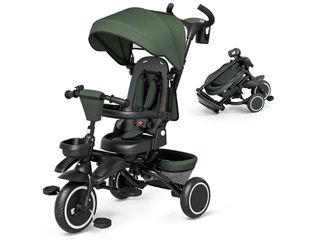 Kinder King 8 in 1 Toddler Tricycle with Push Handle, Folding Kids Trike