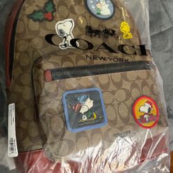 Coach X Peanuts West Backpack In Signature Canvas With Patches