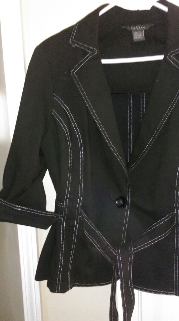 Ladies black denim jacket size large