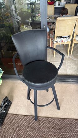 Black Swivel Bar Stool with Arms Pair - 2 Units