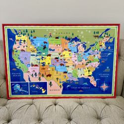 Colorful United States Map In Frame With State Capitals, And State Mottos 