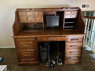 Oak Roll-top Computer Desk