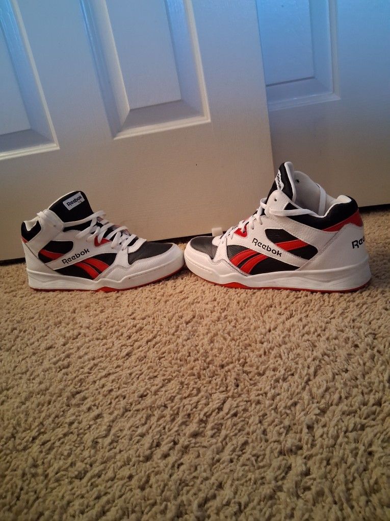 Reebok Galaxy 1 Mens White Black Red Mid Basketball Shoes Sneakers Sz. 11