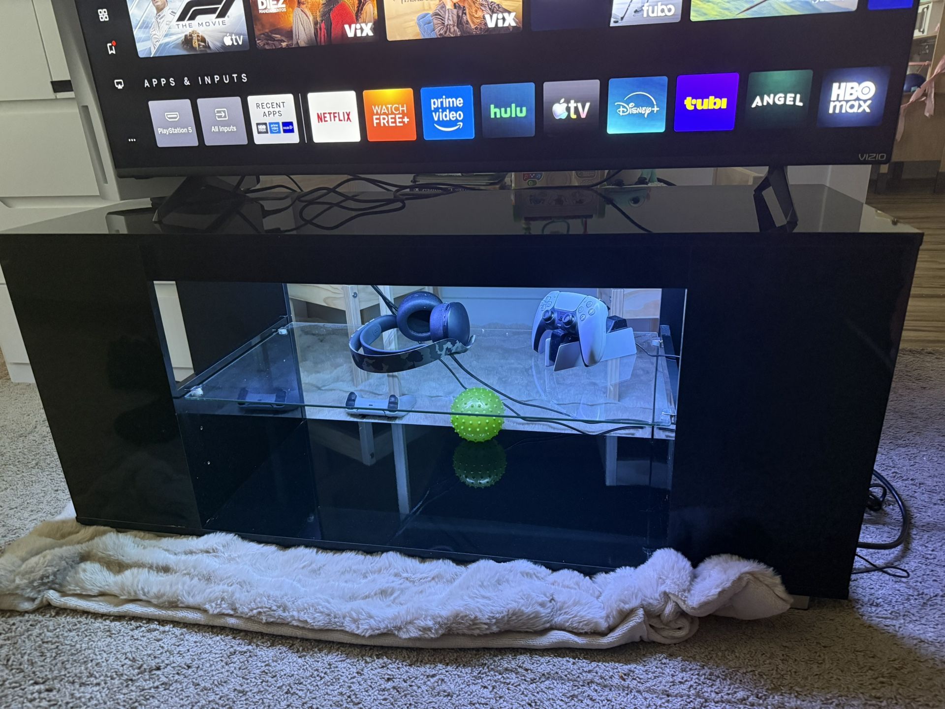 Glossy Black Tv Stand With LED Light