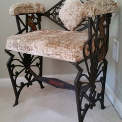 Antique Vintage Fireside Fireplace Bench Seat Cast Iron Paradise Bird 