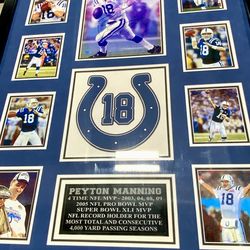 Peyton Manning Signed Colts 26x32 Framed Photo Certified Autographed