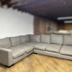 Free Delivery-Oversize gray L shape sectional sofa couch