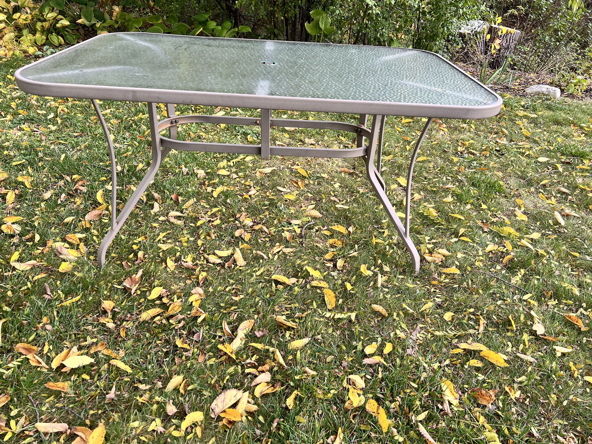 Outdoor patio table, furniture with glass top rectangular