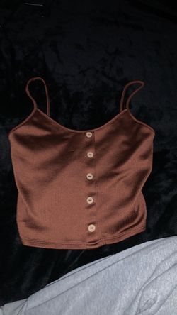 Small Brown Button-Front Crop Cami Top