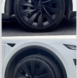  for Tesla Model Y 20 Inch Helix Wheel Cover Hubcaps Hub Cap ABS Cover Set of 4 Matte Black Tesla Model Y Accessories