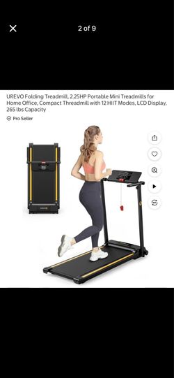 Folding compact treadmill with 12 HIIT modes