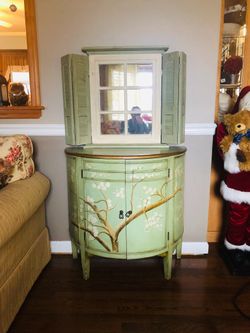 (Pier One) Cabinet and Mirror Set
