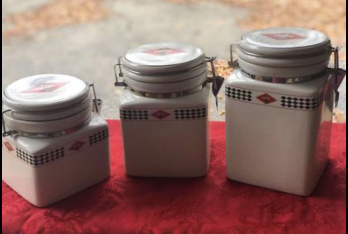 Set of 3 CERAMIC COCA-COLA CANISTERS MARKETED BY GIBSON from 2003