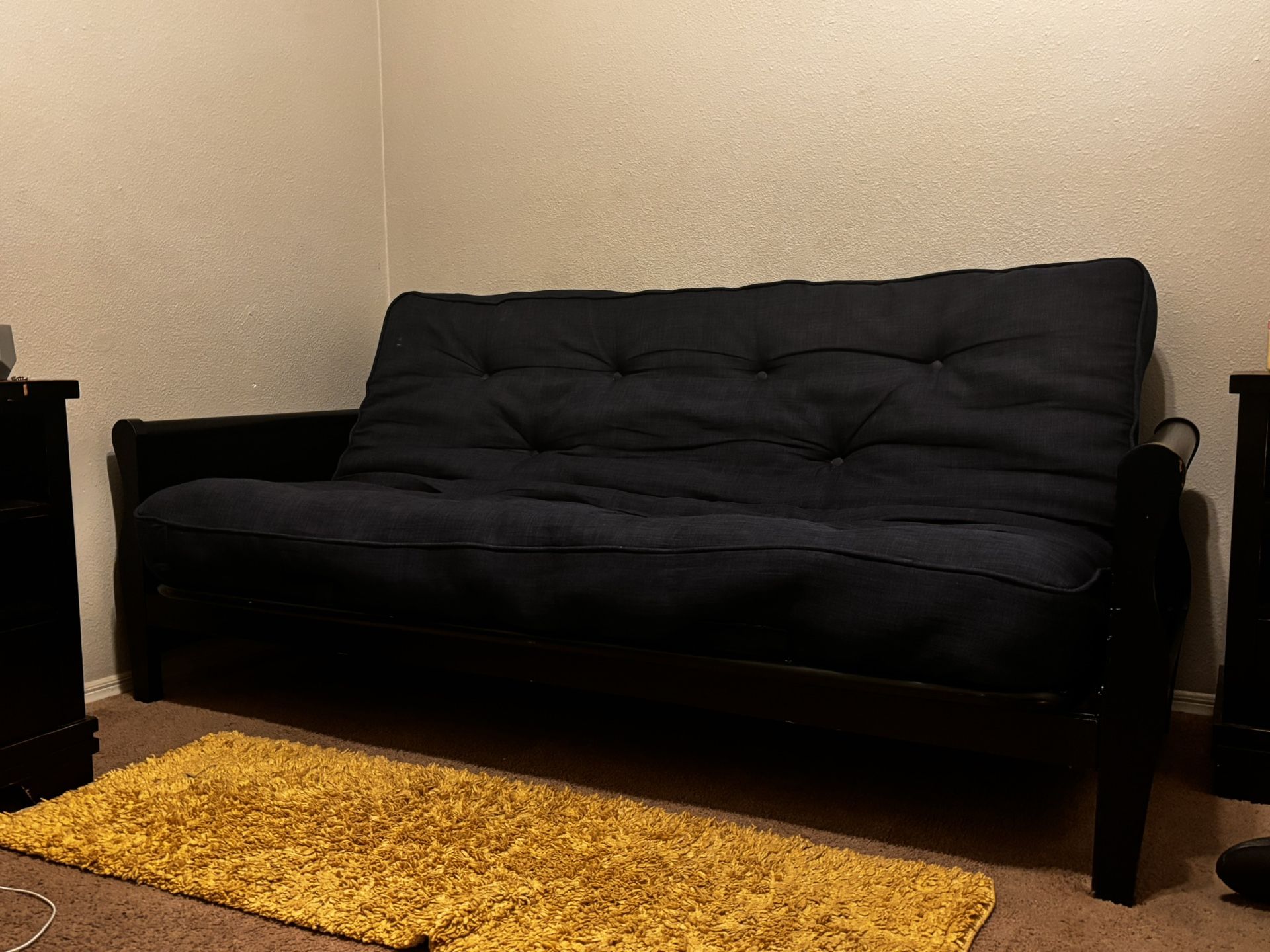Blue Denim Futon Black frame