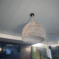 Pottery Barm Flora Rattan 23" Diameter Large Pendant /Chandelier Light Fixture