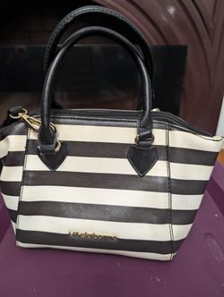 Black And White Striped Liz Claiborne Bag / Purse