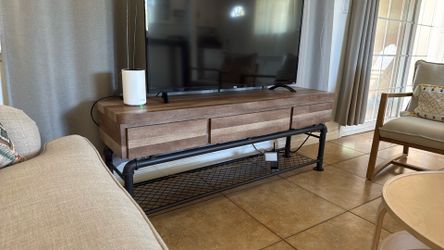 Wood and metal tv stand about 60”