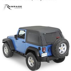 Rampage Black Soft Top For 2dr Jeep Wrangler 07-16