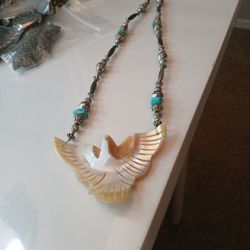 Mother Of Pearl  And Turquoise  Necklace