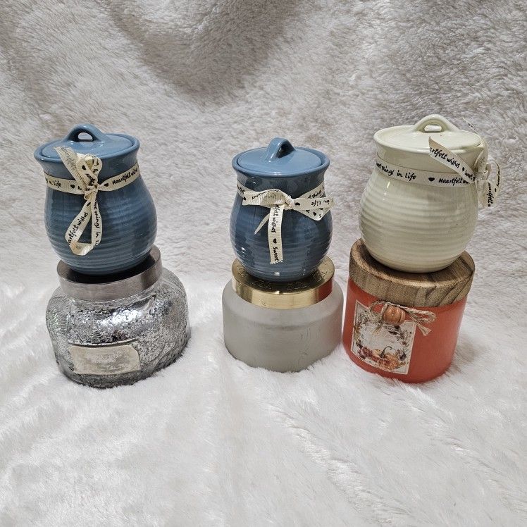 Lot of 6 Used Candle Jars Empty Mixed Styles – Cleaned From Wax  Glass & Ceramic