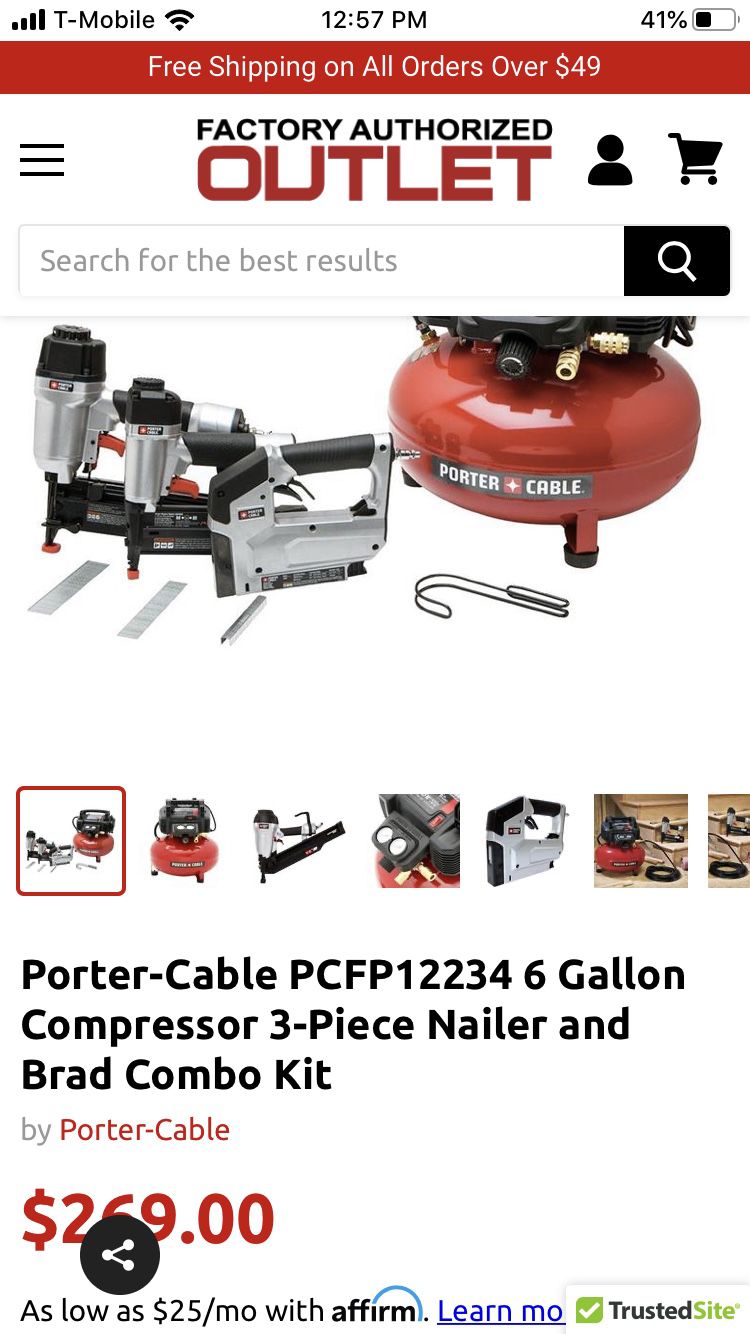 New porter cable compressor set