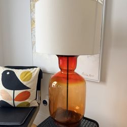 Mid Century Modern Amber Glass Table Lamp