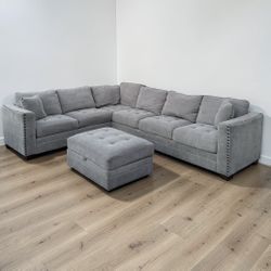 GREY SECTIONAL COUCH SOFA 