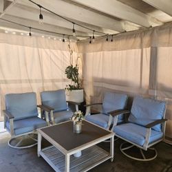 Patio set 5pc/4 swivel and rocking chairs and coffee table/Outdoor Furniture/conversation Set/Cash Only