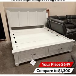 White Kitteridge King Storage Bed