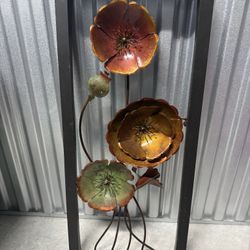 Set of 2 Metal Colorful Floral Rustic Tin Wall Deco