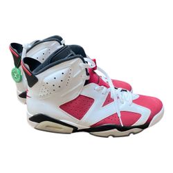 Air Jordan 6 Retro Carmine' White and Red Sneakers Size 13