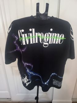 Civil Regime Heavyweight Lightning Rose Oversized Graphic Tee - Size Medium