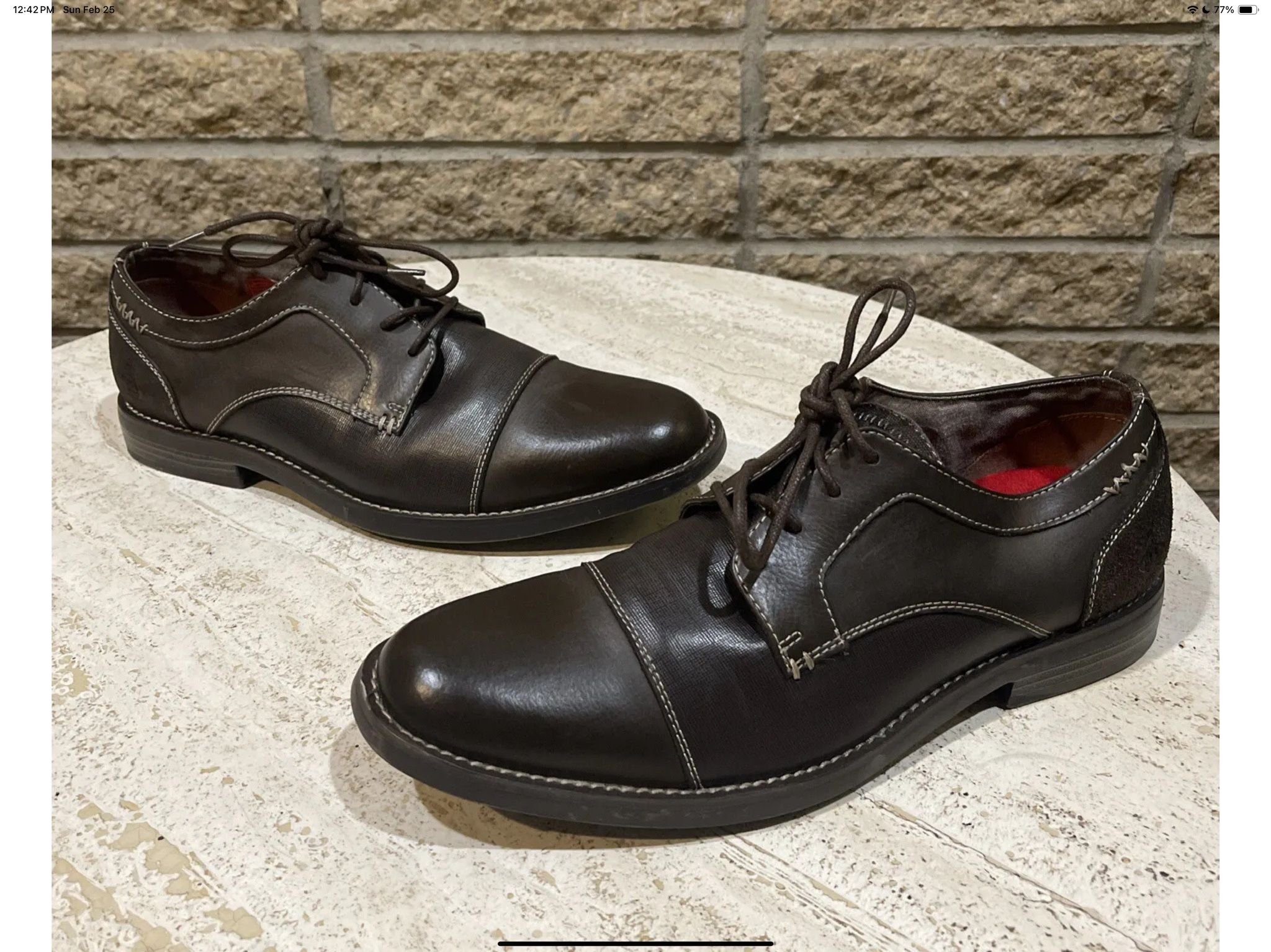 penguin brown dress shoes Original Penguin Walter OP100689M Mens Brown Leather Plain Toe Oxfords