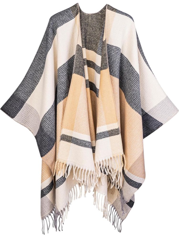Shawl Wraps Gifts for Women,Warm Poncho Sweater,Tassels Open Front capes, Travel Christmas Gifts for Winter Fall