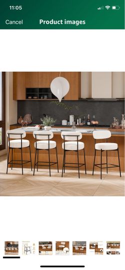 24'' Bar Stools Set of 4, for Kitchen Island. White