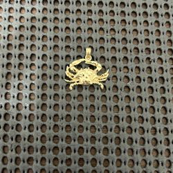 14K Gold Crab Charm Or Pendant 