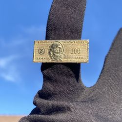 100 Dollar Bill 10k Gold Ring Size 6.75