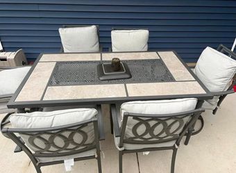 Outdoor Patio Dining Set with Tile Top Table