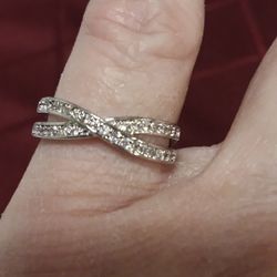 Size 7 Crystal 925 Sterling Silver Rosette Shape RING