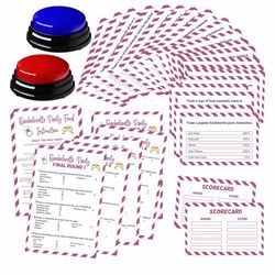 Bachelorette Friendly Feud Game Set Bachelorette Party Game Trivia Quiz with Cards and 2 Buzzer for Adults Family Home Games Activities Party Supplies
