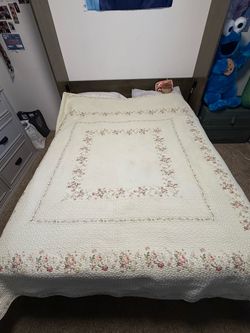 Queen 100% Cotton Reversible Rose Quilt – Shabby Chic Cottagecore