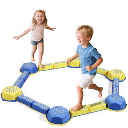 Balance Beam for Kids 18Pcs Non-Slip Stepping Stones Obstacle Course for Toddlers 3 Years + Indoor Outdoor Balance Board Kids Sensory Montessori Inter