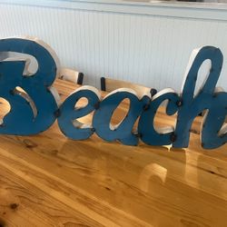 Large Metal BEACH Wall Art 3’ Coastal Decor, Heavy, Rustic Style