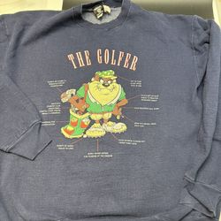 USA vtg Warner Bros XL TAZ Golfer Tasmanian Devil FOTL Super Cotton Sweatshirt