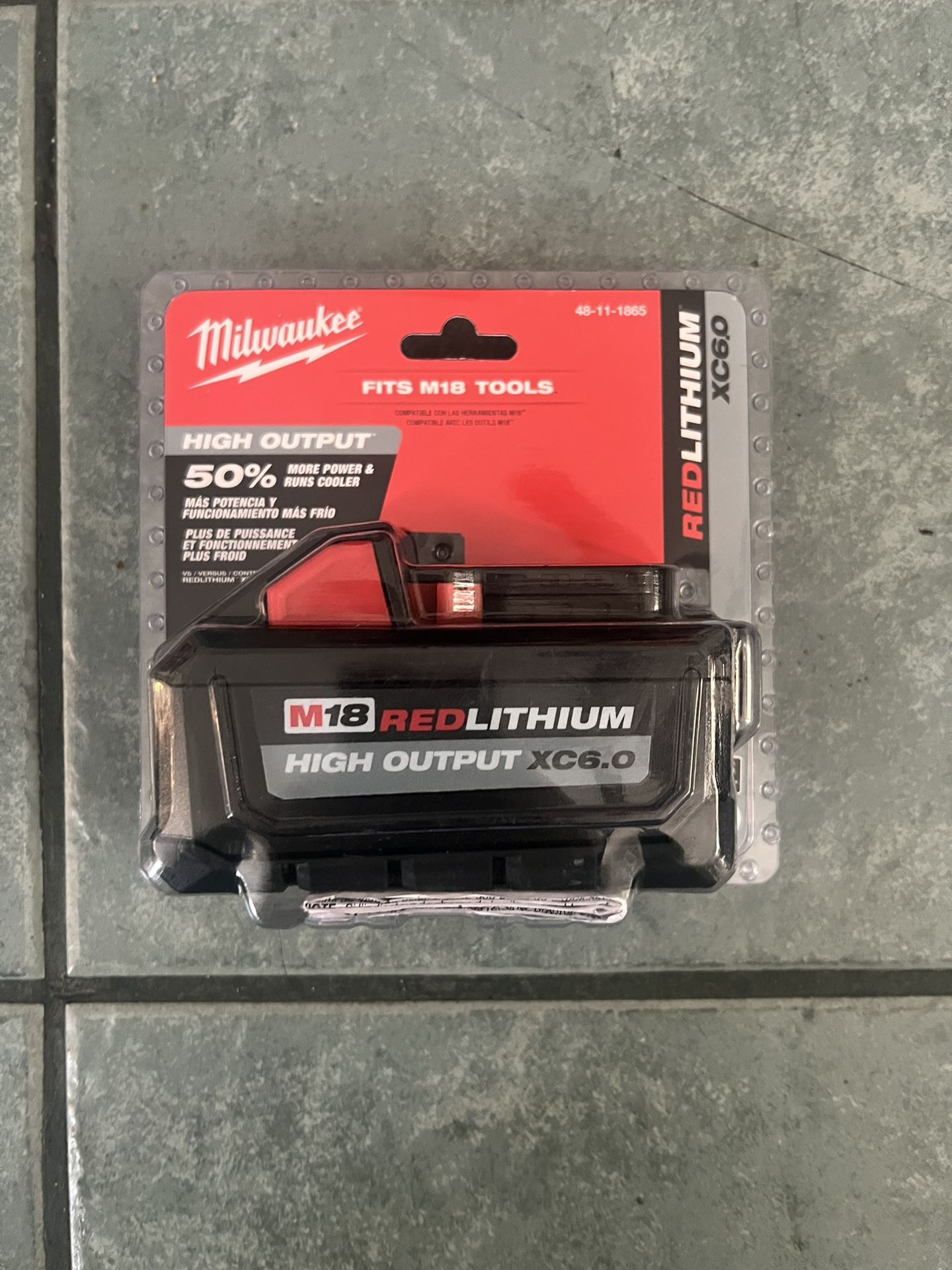 Milwaukee 48-11-1865 M18 18V XC 6.0Ah High Output Battery REDLITHIUM NEW