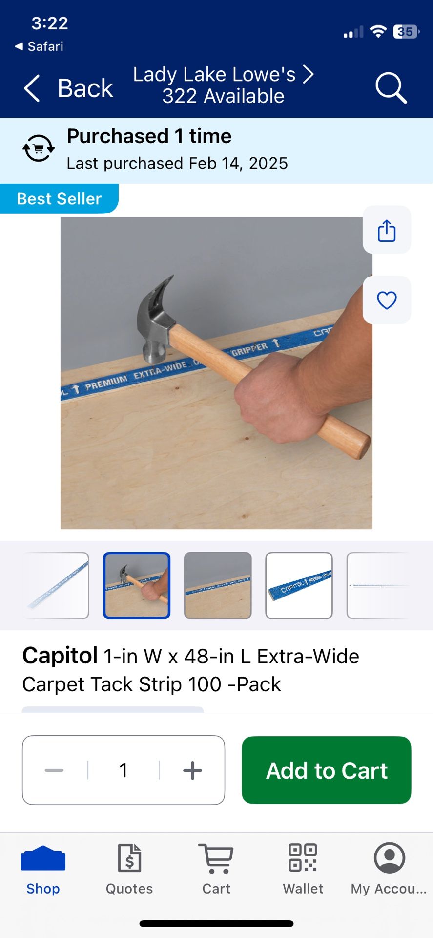 CAPITOL 1-in W x 48-in L Extra-Wide Carpet Tack Strip 100 -Pack