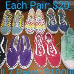 5 pairs of vans in good condition