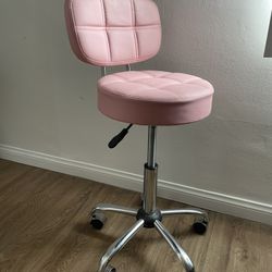 Pink Leather Like Rolling Chair 