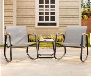 Three piece patio set brand new in the box outdoor patio furniture patio rocking chairs outdoor rocking chairs porch chairs 🆕🚎🚚🆕